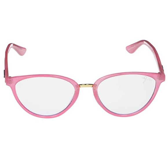 QUAY Rumours Blue Light Glasses Pink Crystal Frame Bluelight Blocking Lens NWT - Picture 2 of 9